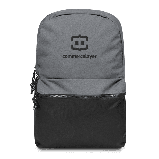 Gray Backpack with Black Logo